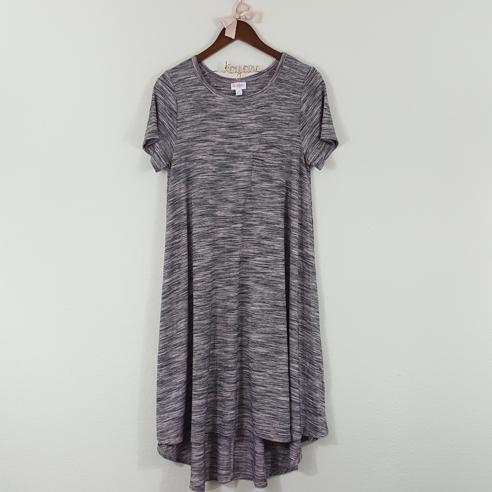 LuLaRoe Carly Dress Space Dye Pink Chest Pocket S